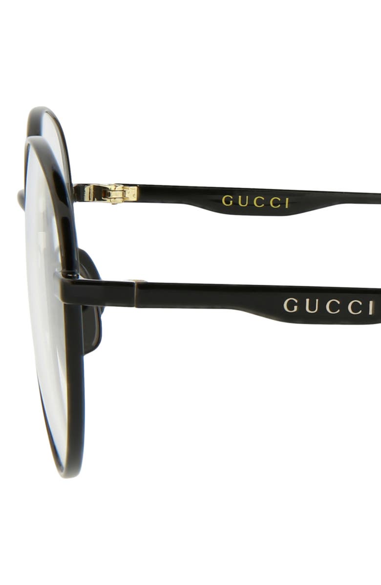 Gucci 51mm Round Optical Frames, Alternate, color, Black Black Transparent