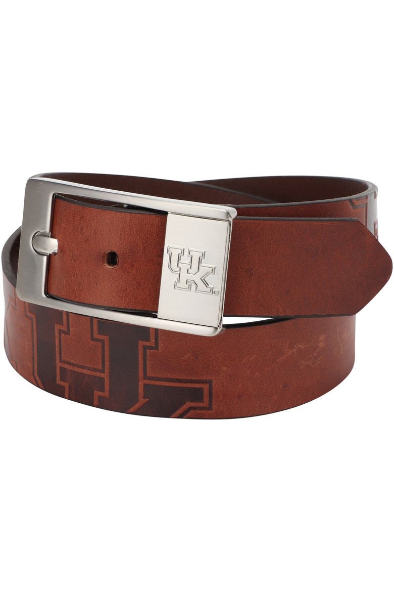 Kentucky Wildcats Brandish Leather Belt - Brown, Main, color, Brown