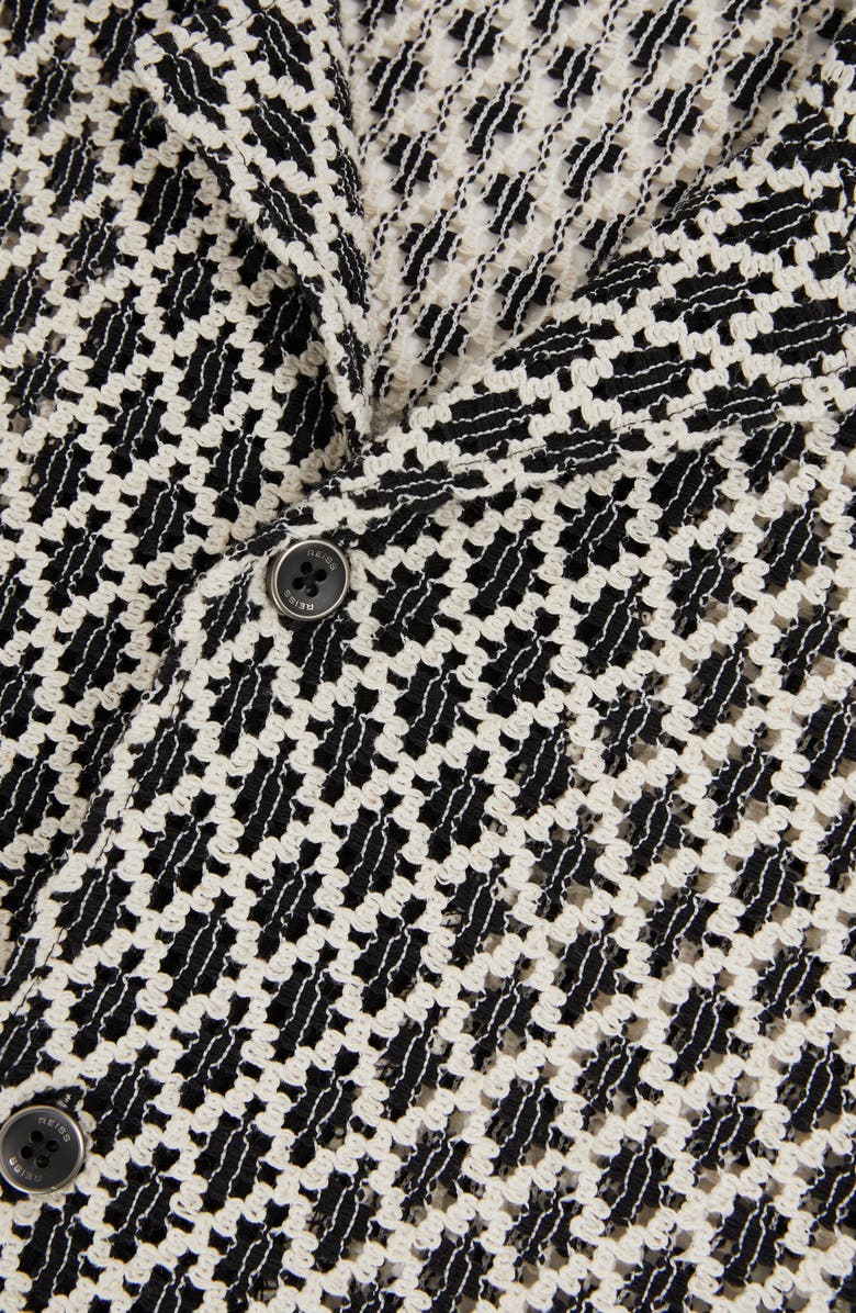 Reiss Sterling Crochet Camp Shir, Alternate, color, Navy/ White