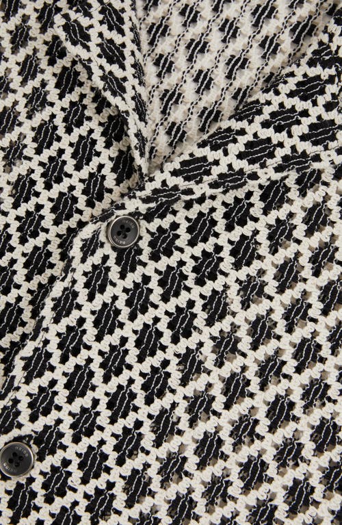 Reiss Sterling Crochet Camp Shirt In Gray
