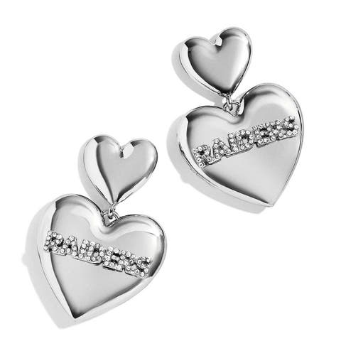 Las Vegas Raiders Heart Statement Drop Earrings