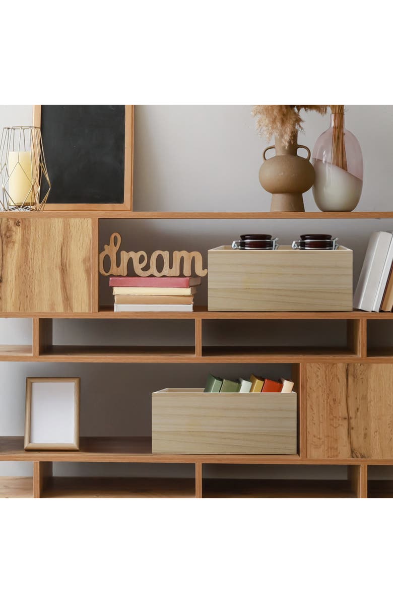 SORBUS Set of 2 Wooden Organizing Crates, Alternate, color, Natural