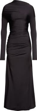 Victoria Beckham Draped Long Sleeve Column Gown