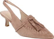 Pelle Moda Kesia Slingback Pointed Toe Kitten Heel Tassel Loafer Pump