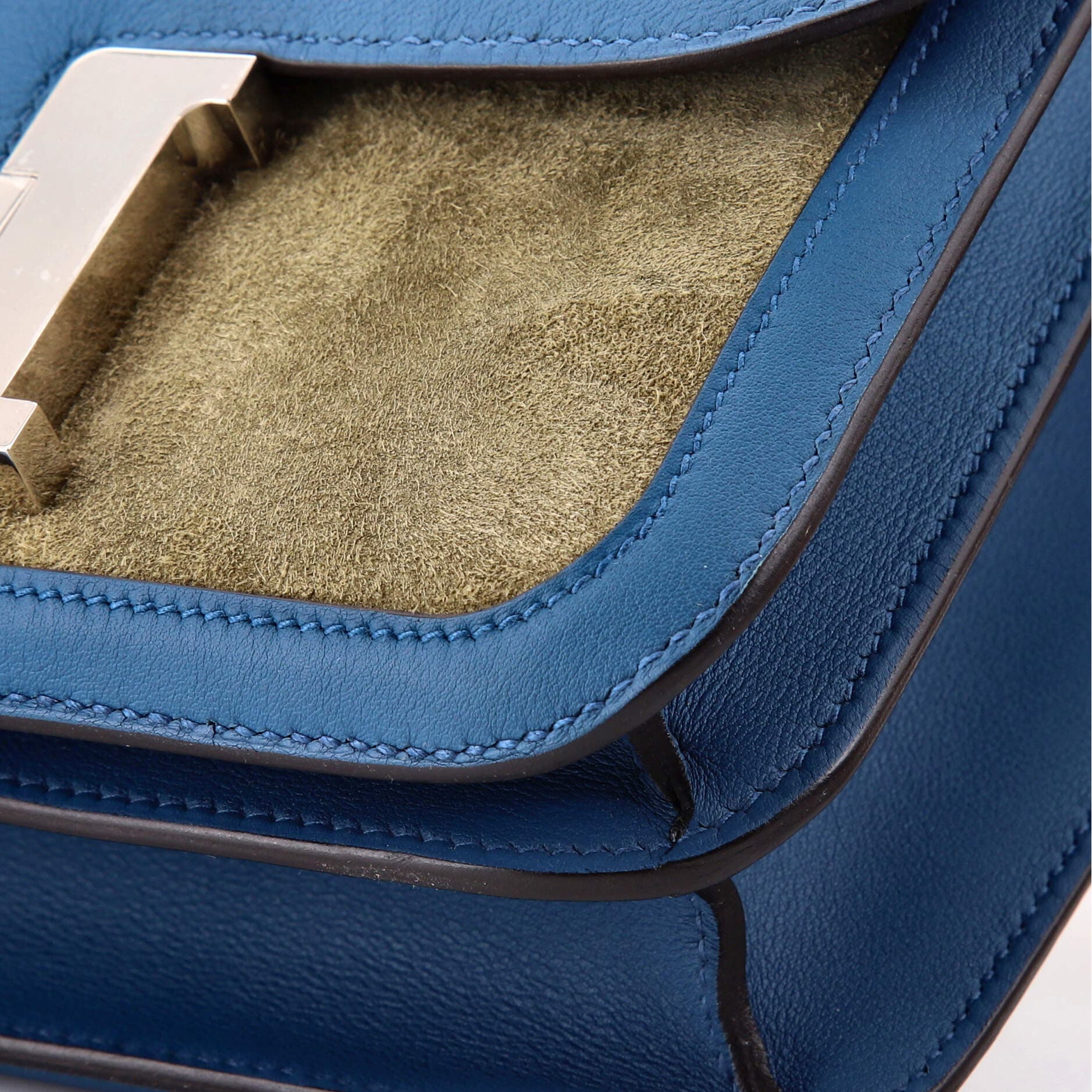 Pre-Owned Hermes Constance Bag Doblis Suede with Swift 23, Alternate, color, Bleu De Galice