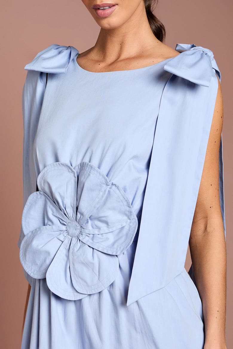 Floral Corsage Fit Flare Dress, Alternate, color, Cornflower Blue