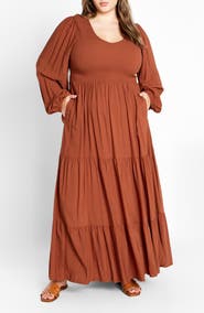 City Chic Leona Tiered Long Sleeve Maxi Dress