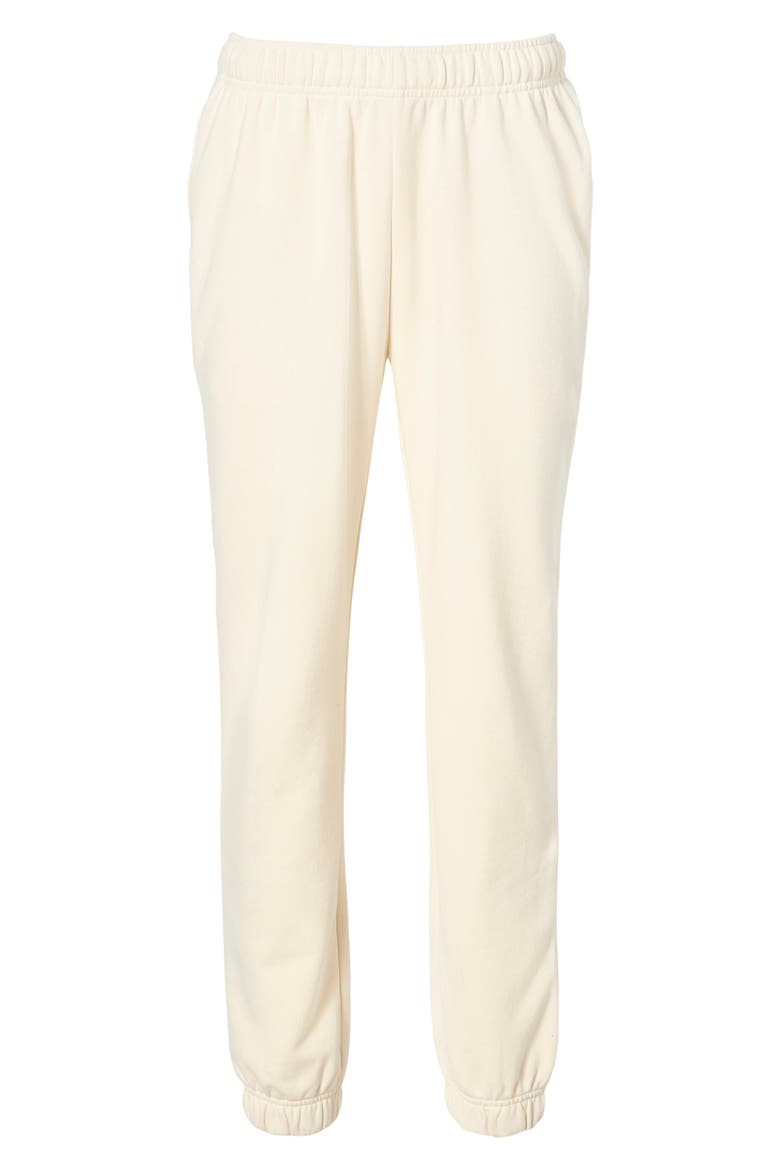 Embroidered Logo Terry Joggers, Alternate, color, GARDENIA