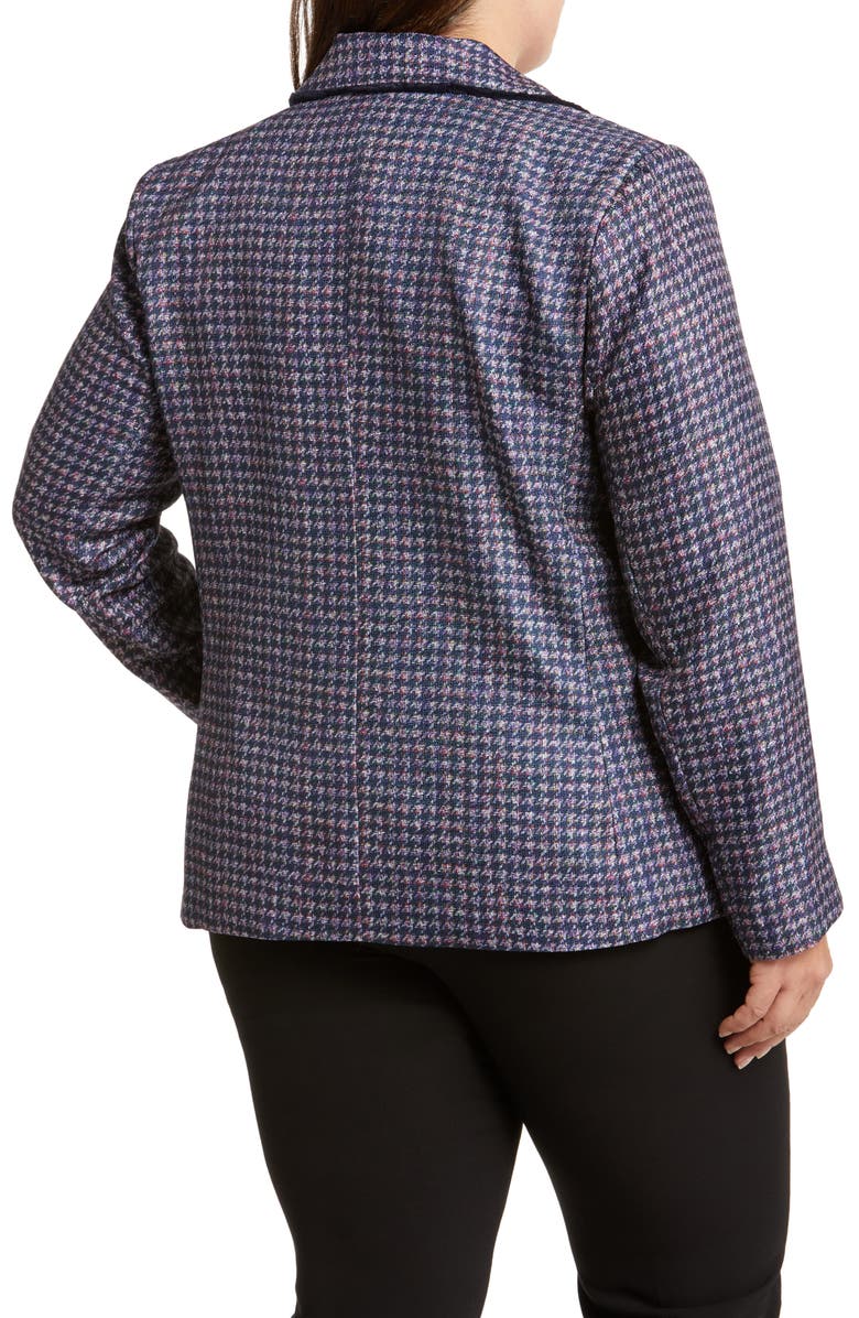 Tahari ASL Houndstooth Faux Double Breasted Blazer, Alternate, color, Navy/ Pink/ Violet