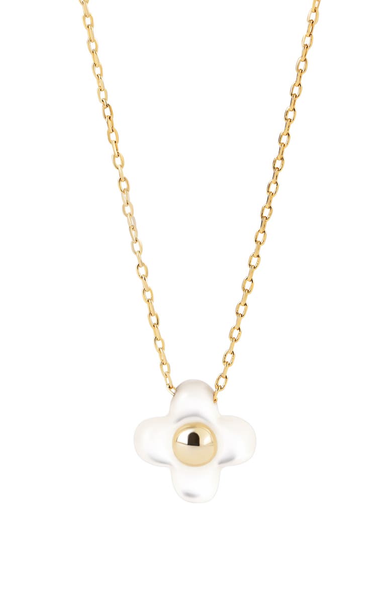 Liora Flower Pendant Necklace, Main, color, GOLD / WHITE