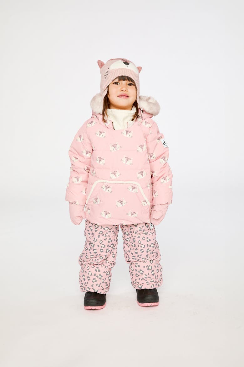 Leopard Two Piece Coat Pants & Neckwarmer Snowsuit, Alternate, color, Rose Leopard Print