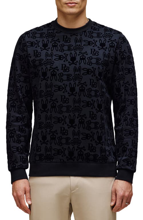 Psycho Bunny Reed Flocked Logo Sweatshirt in Black 