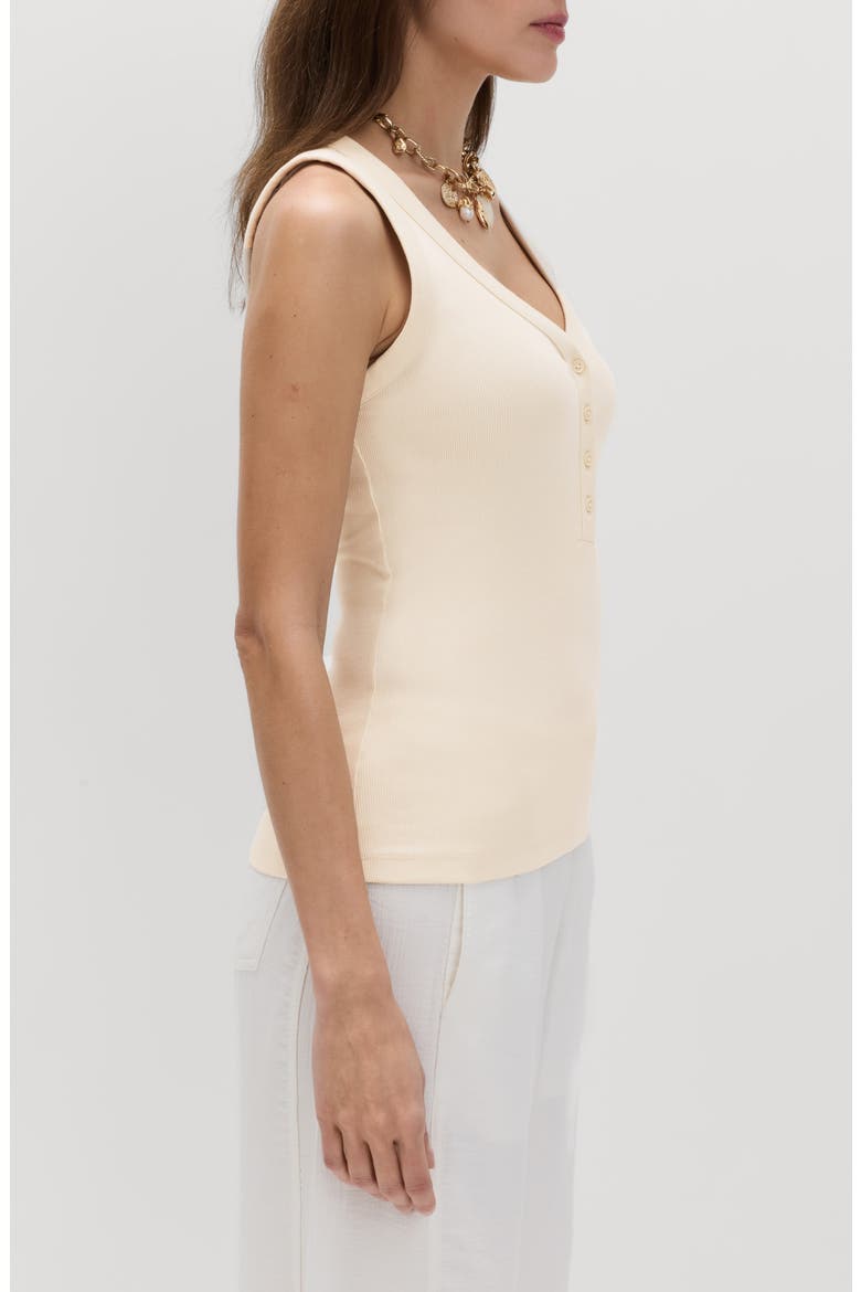 Henley Sleeveless Top, Alternate, color, ECRU BROWN