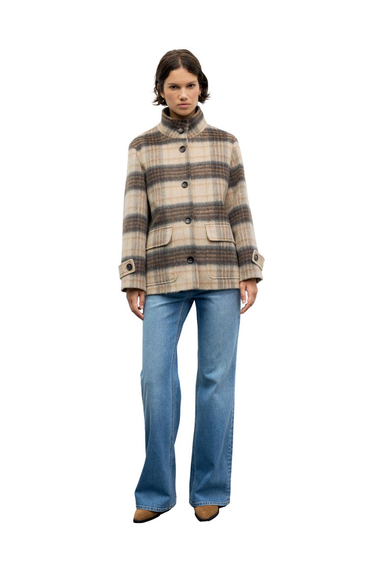 Ally Checked Coat, Alternate, color, Sand