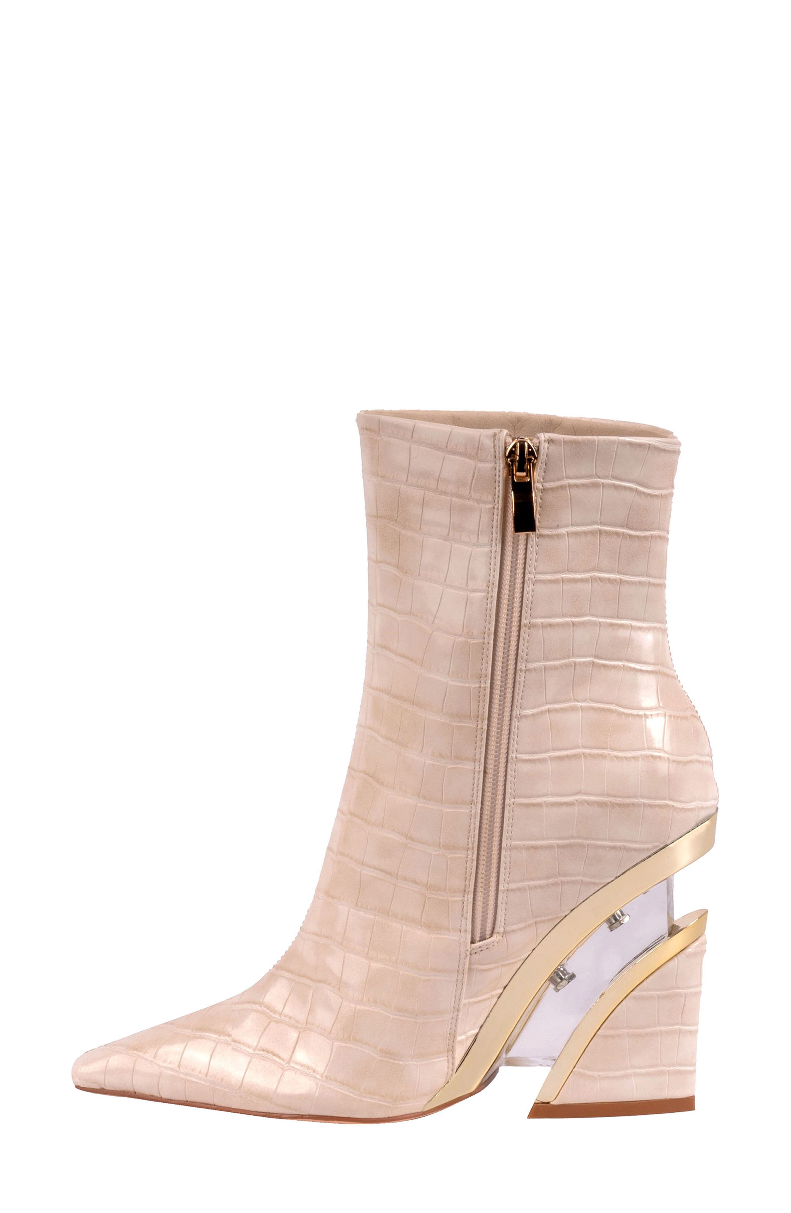 Via Croc Embossed Block Heel Bootie, Alternate, color, IVORY