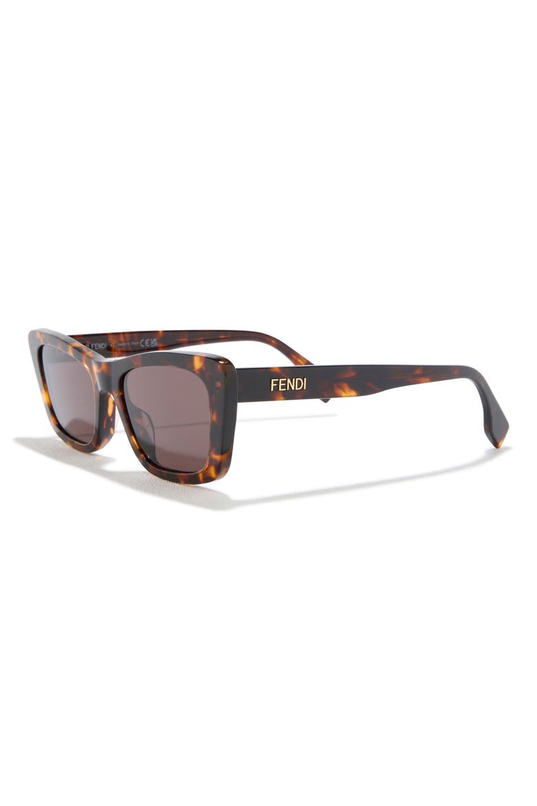 Lettering 53mm Cat Eye Sunglasses, Alternate, color, DARK HAVANA / GREEN