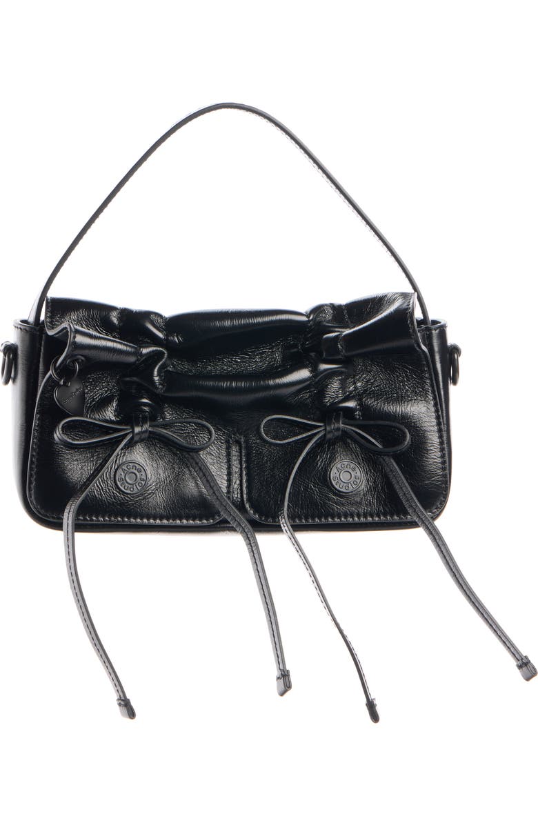 Acne Studios Micro Multipocket Crinkled Leather Handbag, Main, color, Black