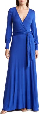 GO COUTURE Long Sleeve Maxi Wrap Dress