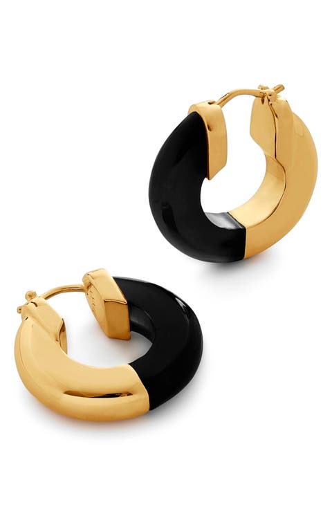 x Kate Young Onyx Small Hoop Earrings