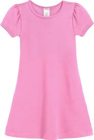 CITY THREADS Girls Soft 100% Cotton Puff Short Sleeve Dress