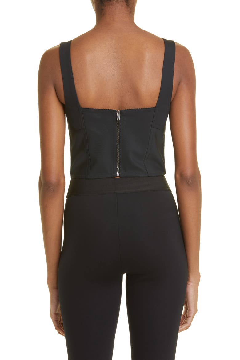 Jacquard Corset Bustier Top, Alternate, color, BLACK