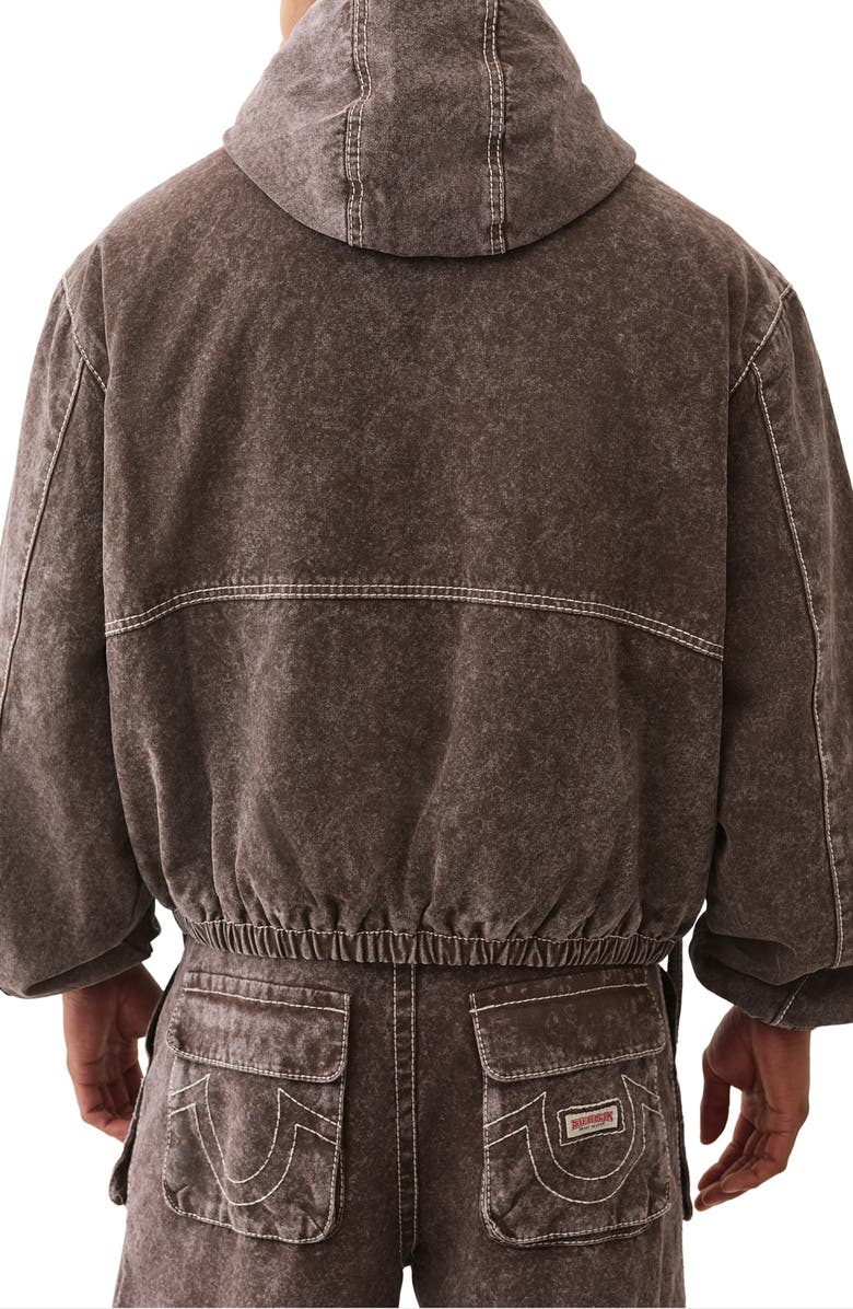 True Religion Big T Boxy Carpenter Jacket, Alternate, color, Brown Acid Wash