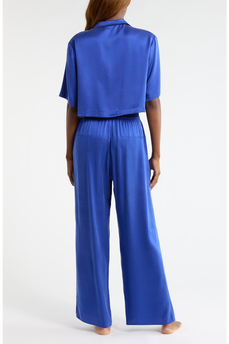 Washable High Waist Silk Pajamas, Alternate, color, COBALT DREAM