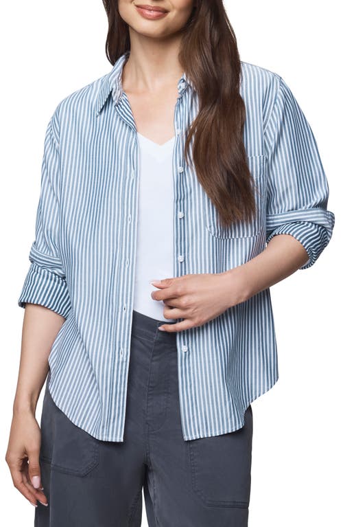 Splendid Kenna Stripe Relaxed-fit Button-up Shirt In Blue