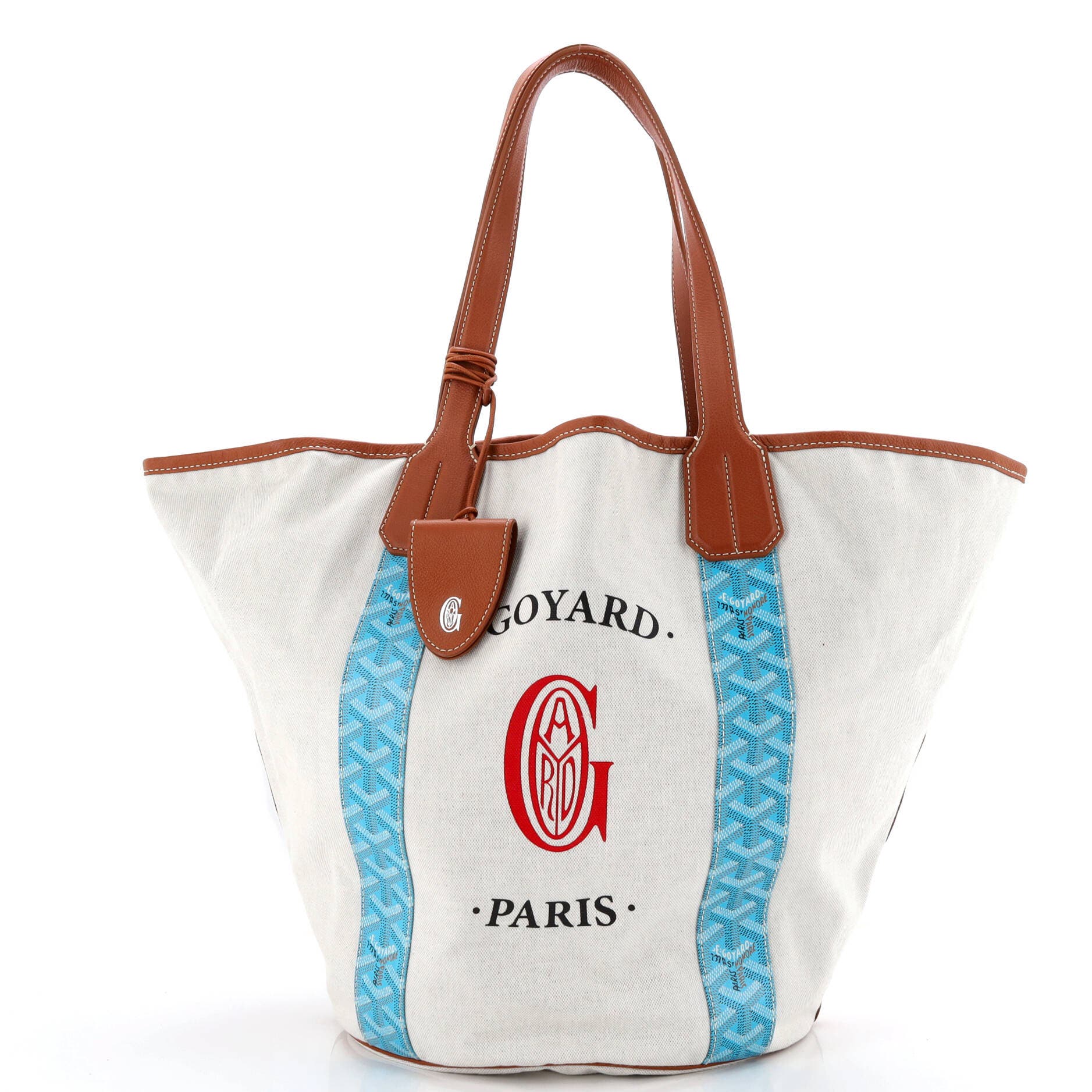 Pre-Owned Goyard Belharra Reversible Tote Coated Canvas, Main, color, Blue