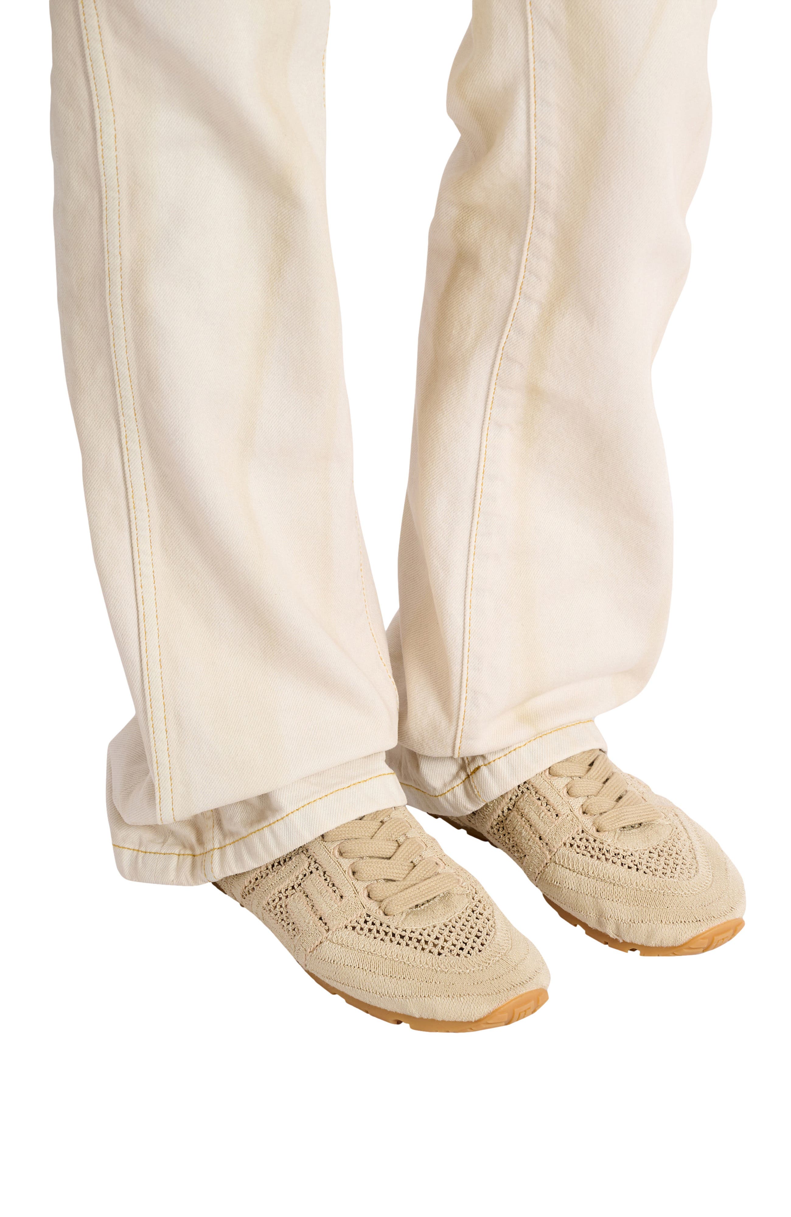 Balmain Racer 45 macramé trainers, Alternate, color, Beige