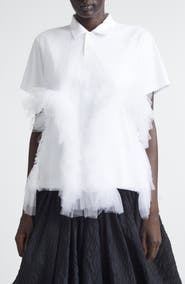 Noir Kei Ninomiya Cotton Ponte & Tulle Polo