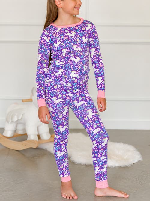 Shop Rufflebutts Softsnooze Girls Ruffle Long Sleeve Pajama Set In Unicorn Meadow