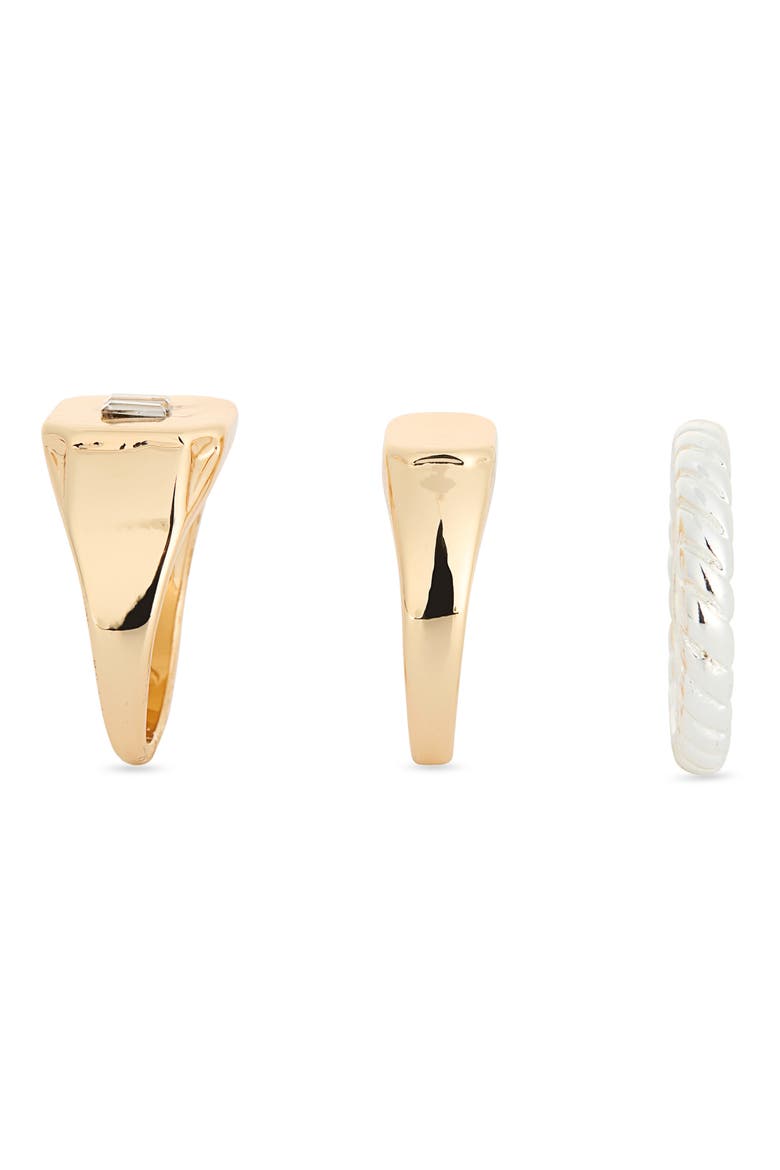 Set of 3 Assorted Rings, Alternate, color, GOLD- SILVER