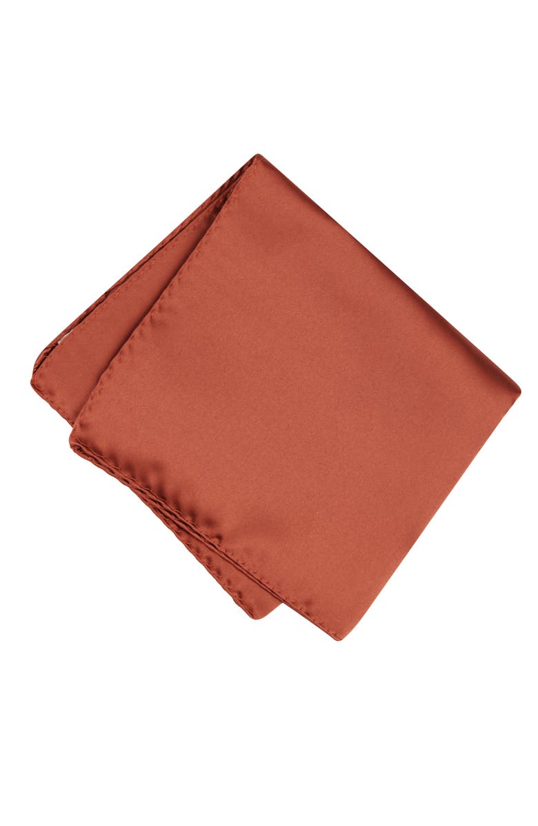 Brooklyn Brigade Men's Solid Satin Pocket Square, Main, color, Terracotta