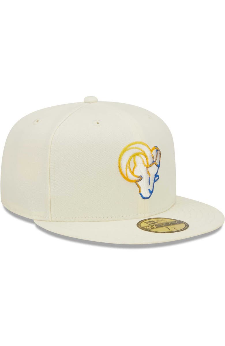 New Era Men's New Era Cream Los Angeles Rams Chrome Color Dim 59FIFTY Fitted Hat, Alternate, color, Cream