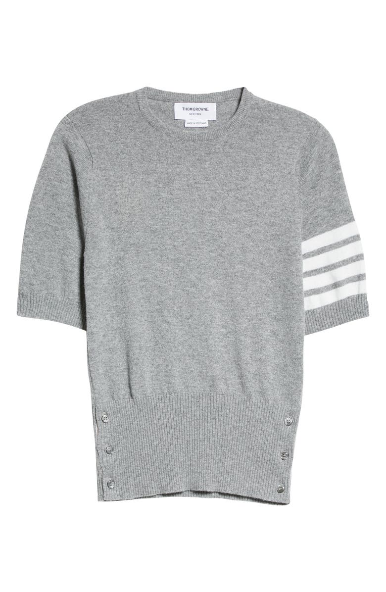 Thom Browne 4-Bar Short Sleeve Cashmere Sweater, Main, color,