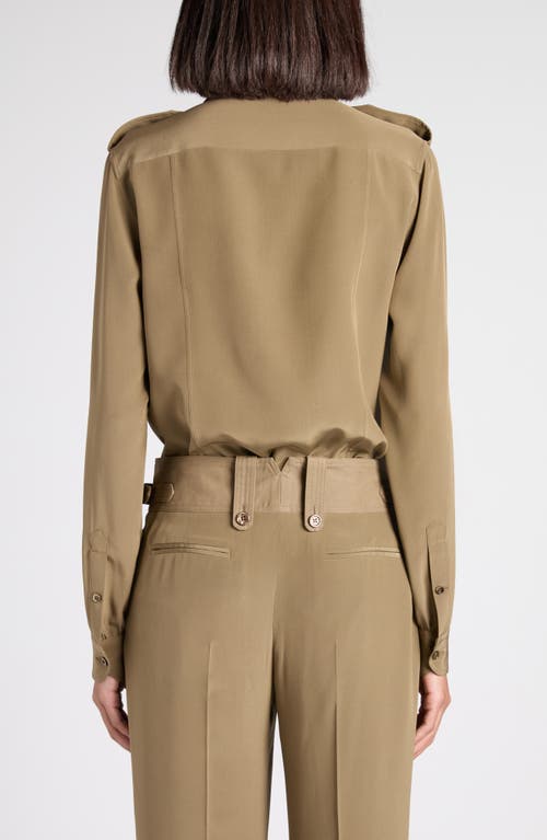 Tom Ford Silk Crêpe De Chine Military Shirt In Green