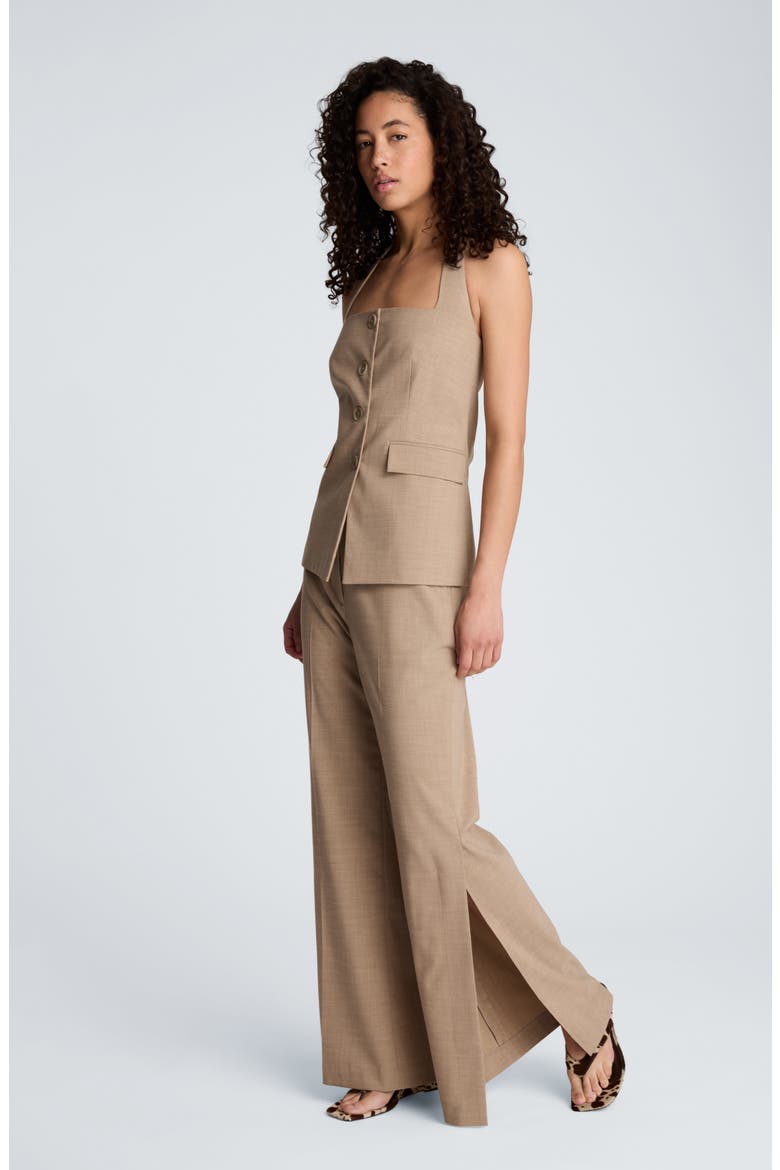 Side Slit Flare Pants, Alternate, color, MESA TAUPE/ WHITE