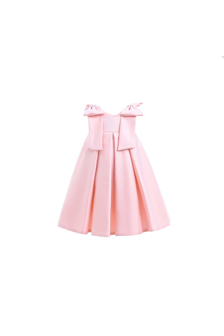 Palermo Satin Bow Pleated Dress, Main, color, Pink