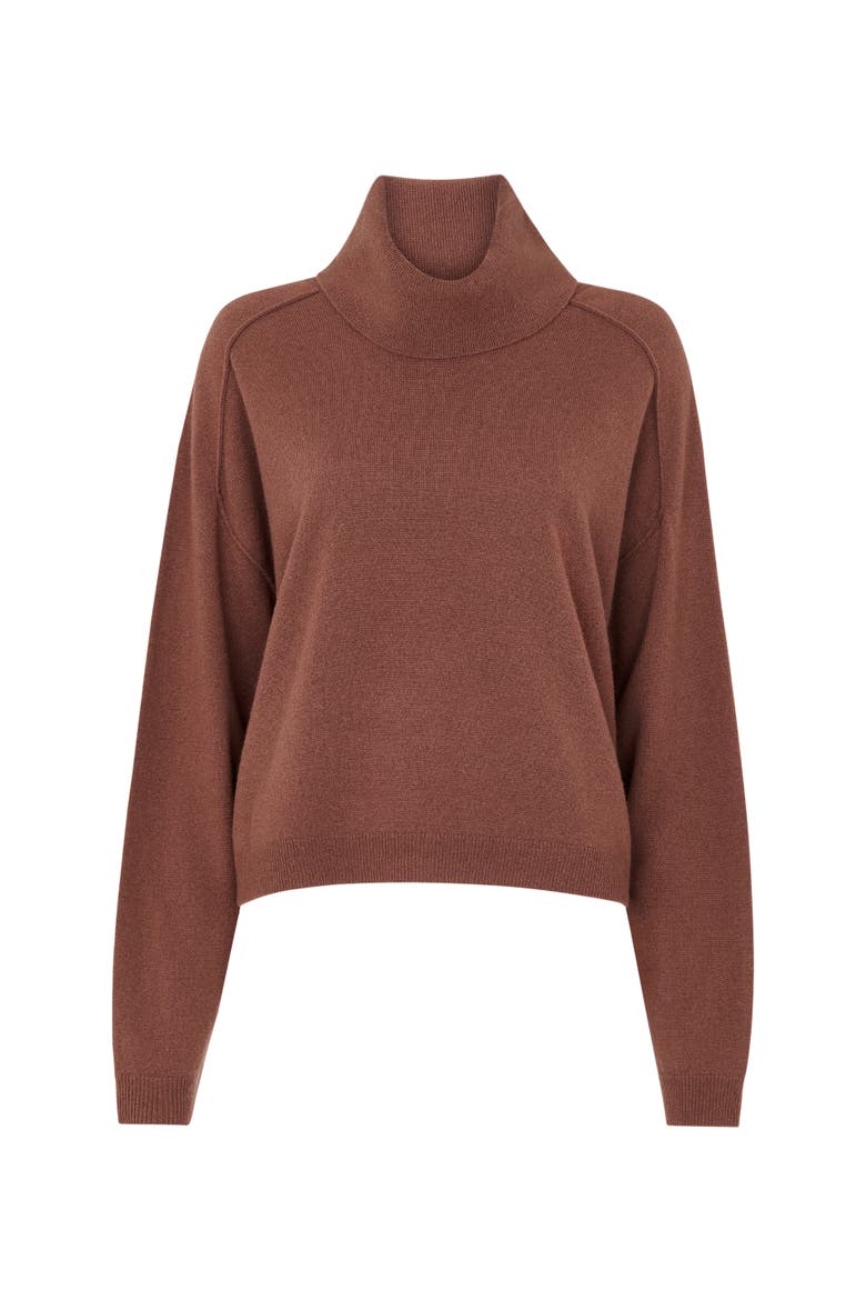 Wool Cowl Neck Knit Sweater, Alternate, color, Brown
