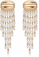 Ettika Mykonos Shell Faux Pearl Fringe Drop Earrings