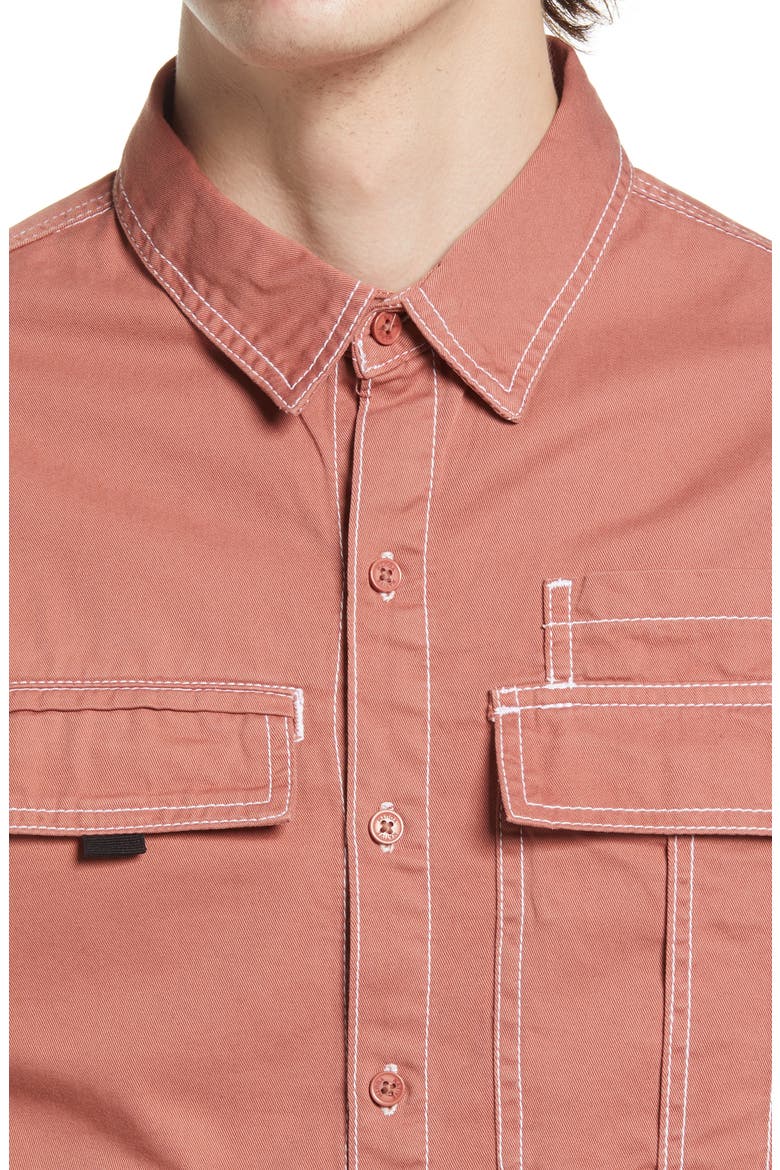 Washed Cotton Button Down Shirt, Alternate, color, RUST