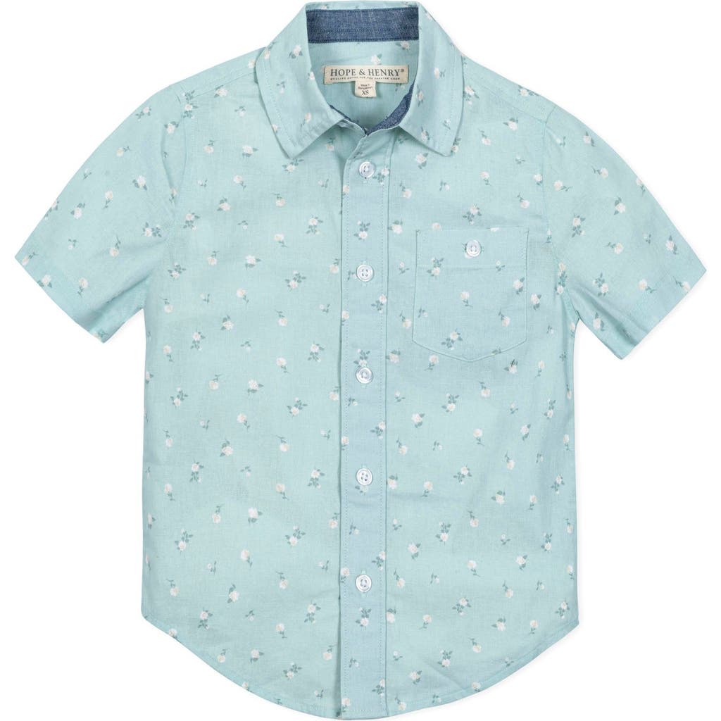 Shop Hope & Henry Boys' Linen Short Sleeve Button Down Shirt, Kids In Tea Room Floral