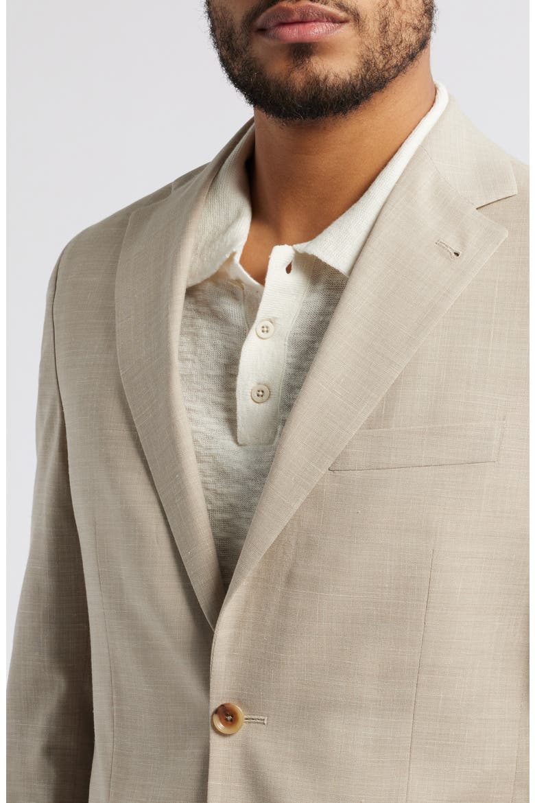 Midland Tan Slub Stretch Wool & Silk Blend Suit, Alternate, color, TAN