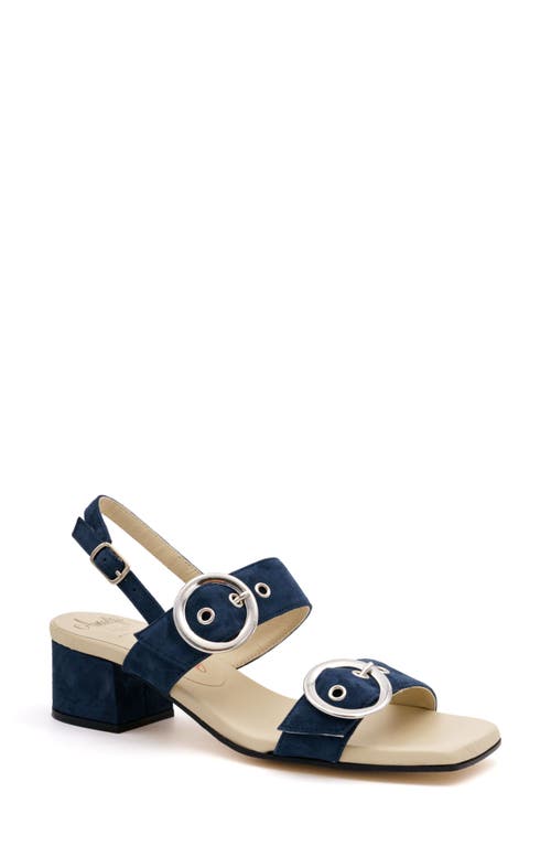 Amalfi By Rangoni Miriam Slingback Sandal In Navy Cashmere - Silver Buckle