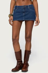 EDIKTED Camelia Low Rise Denim Miniskort