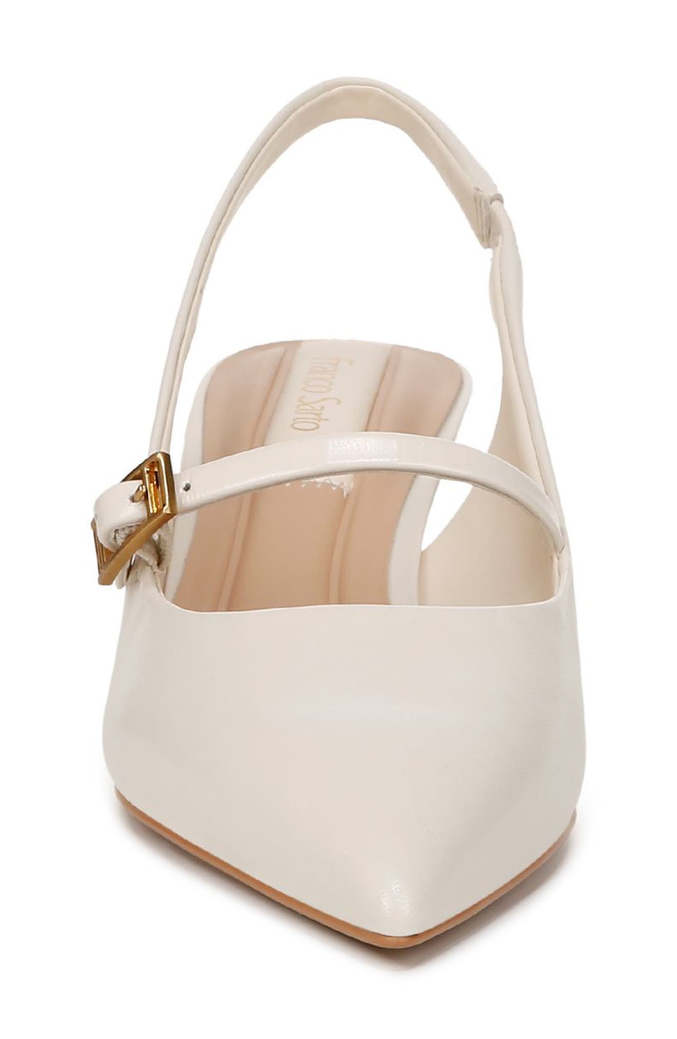 Franco Sarto Khloe Pointed Toe Kitten Heel Pump, Alternate, color, White