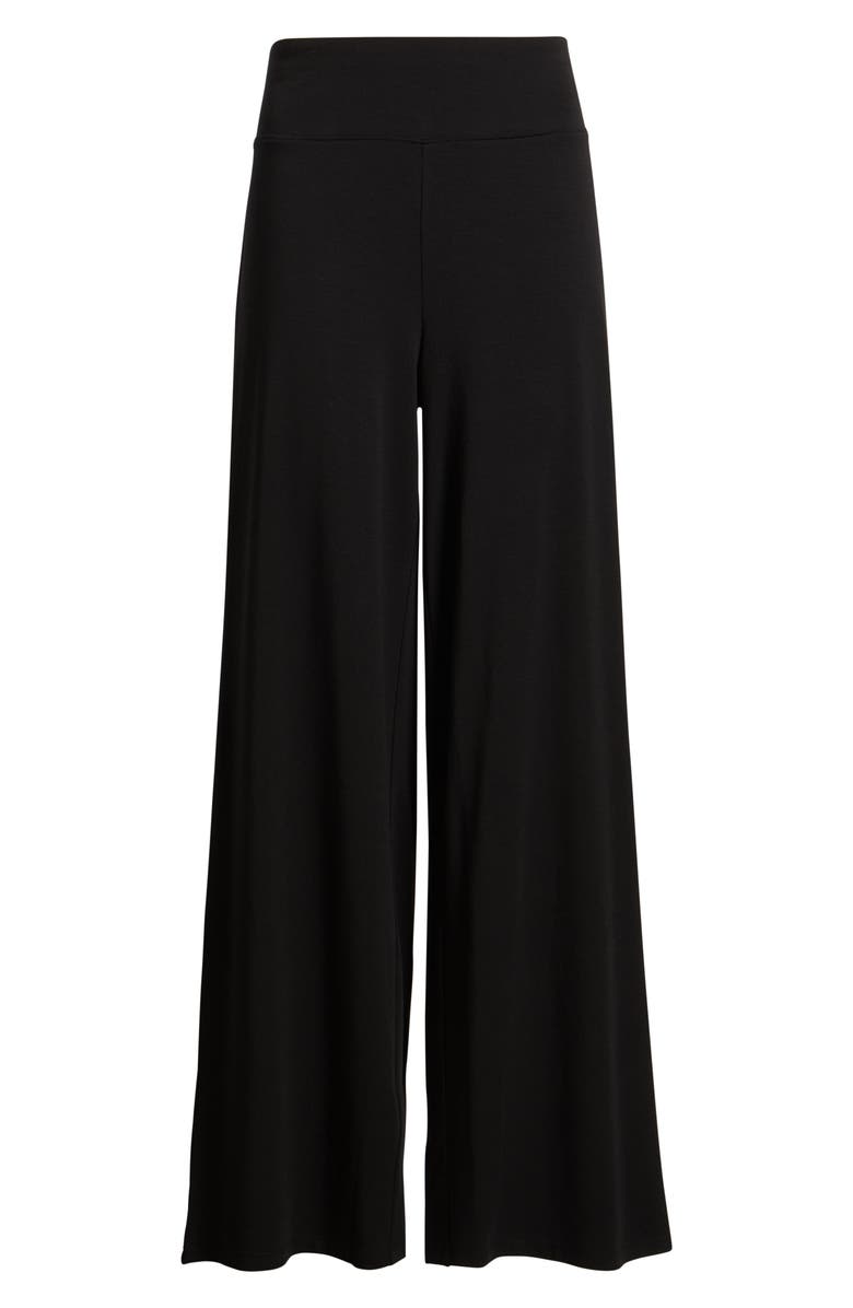 Eileen Fisher High Waist Jersey Wide Leg Pants, Alternate, color, Black