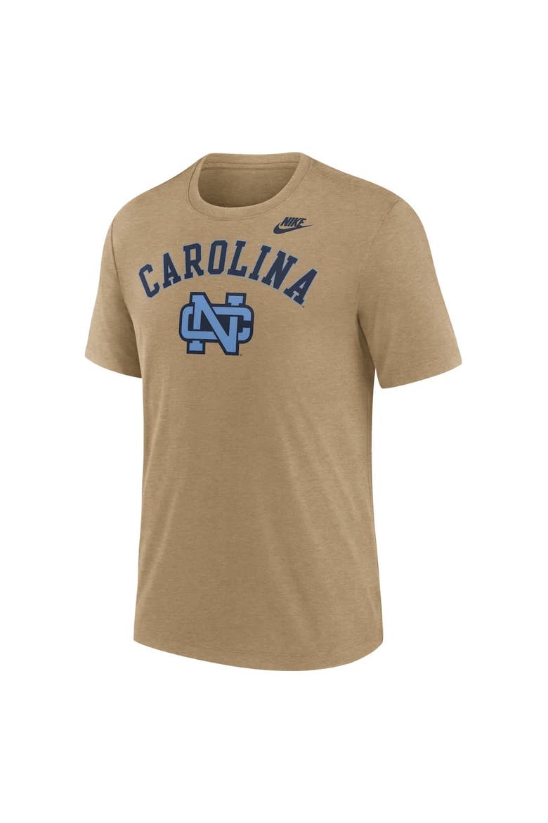 Men's Nike Heather Light Brown North Carolina Tar Heels Legacy Arch Tri-Blend T-Shirt, Alternate, color, Light Brown