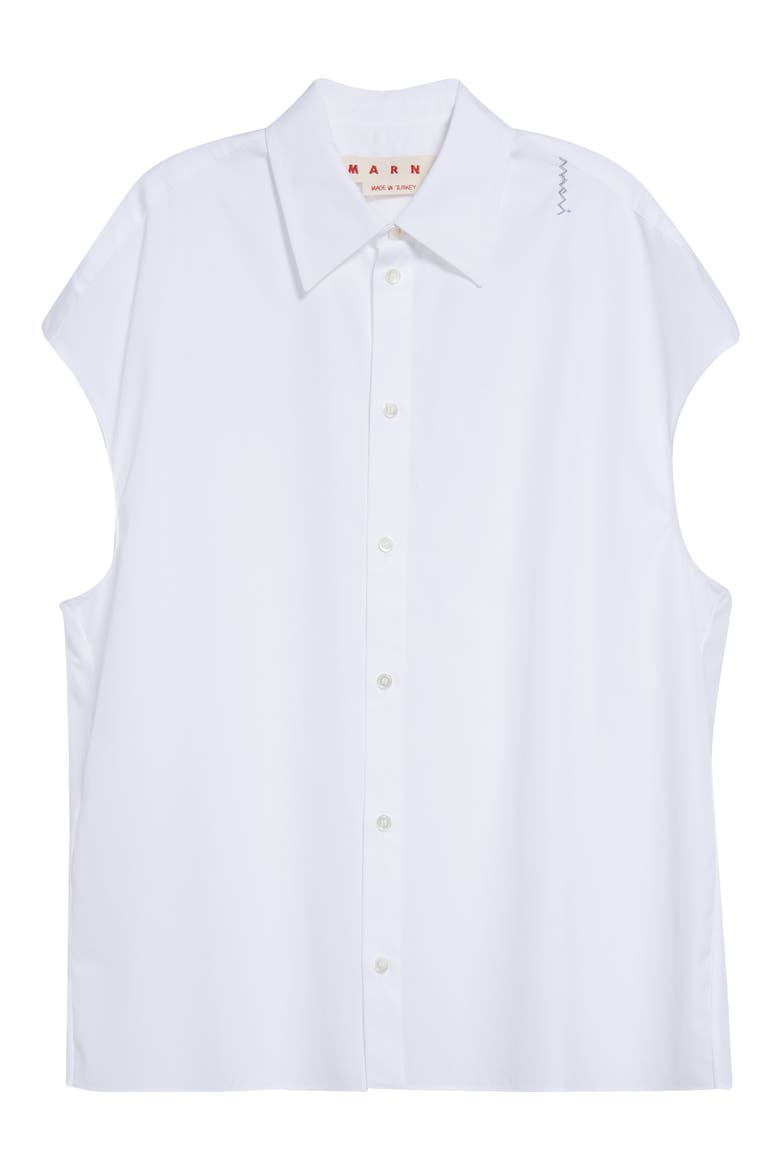 Embroidered Logo Sleeveless Cotton Poplin Cocoon Shirt, Alternate, color, LILY/ WHITE